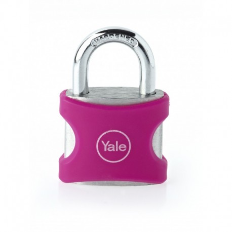 Lacat aluminiu culoare roz Yale YE3/32/116/1/P, cu cheie, corp de 32mm